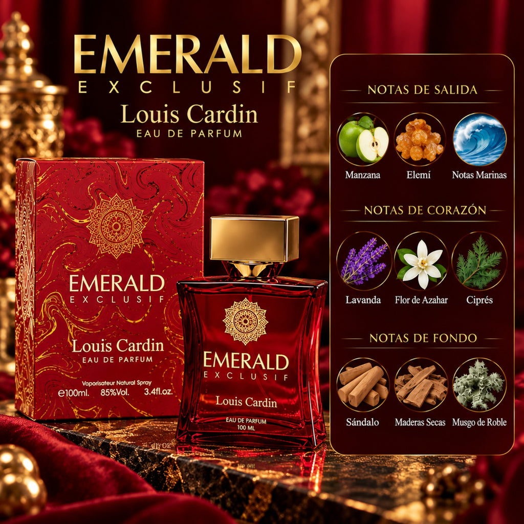 Emerald Exclusif Red, imagen informativa de notas olfativas